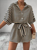 Women’s striped buttoned cardigan romper
