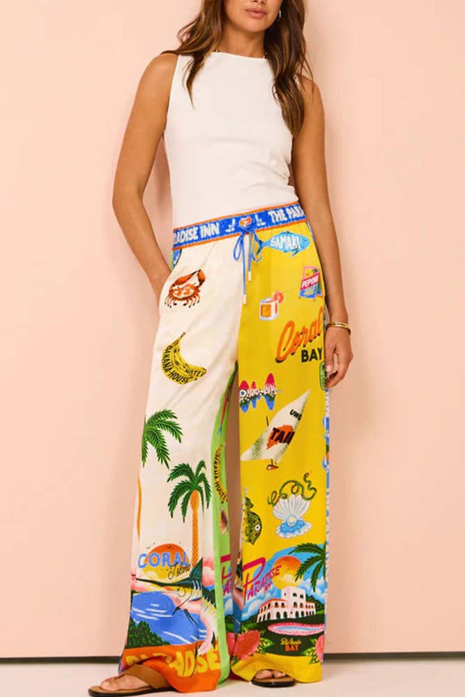 Summer Beach Vacation Printing 2pcs Pants Set JRM057