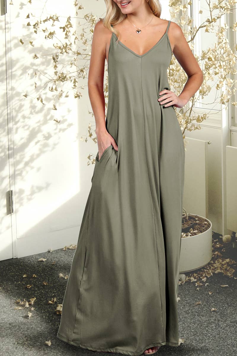 Spaghetti Strap Knit Maxi Dress