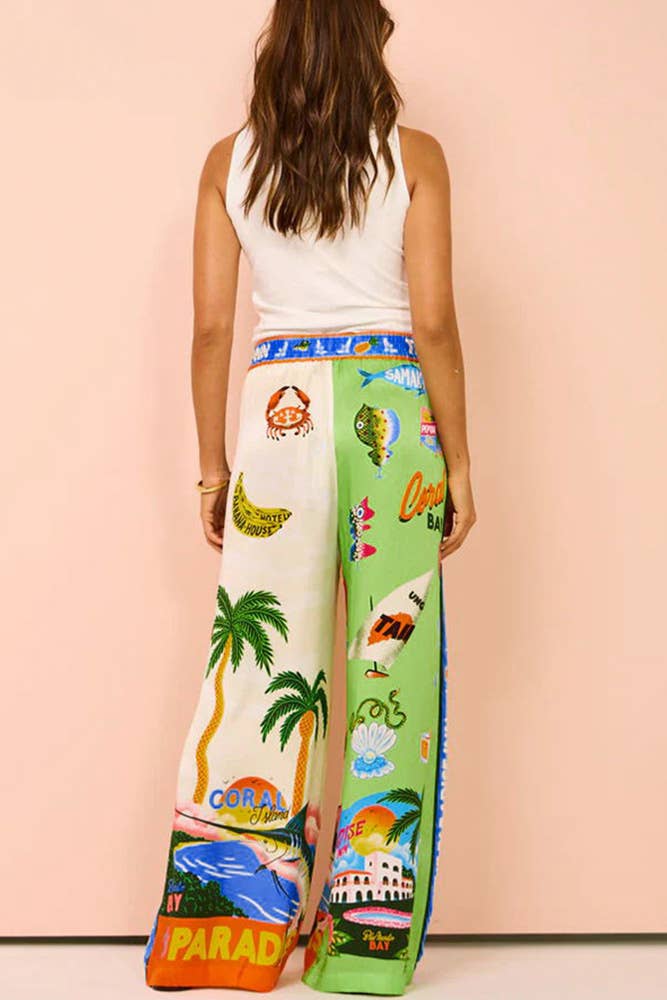 Summer Beach Vacation Printing 2pcs Pants Set JRM057